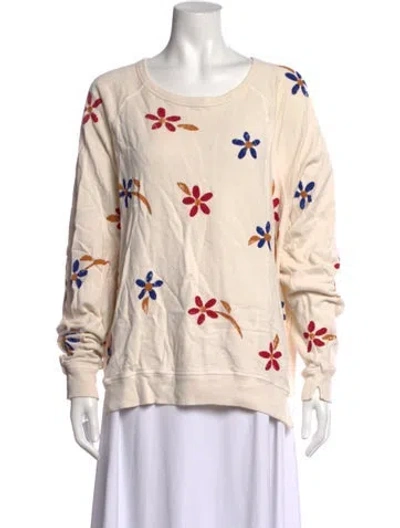 Pre-owned The Great Floral Print Crew Neck Sweatshirt In Neutrals