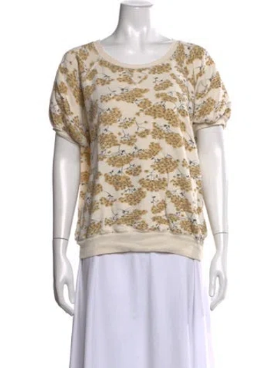 Pre-owned The Great Floral Print Crew Neck Sweatshirt In Neutrals