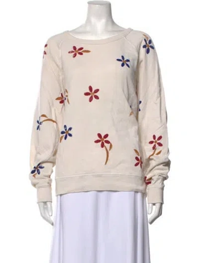 Pre-owned The Great Floral Print Crew Neck Sweatshirt In Neutrals