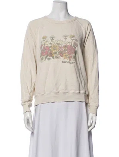 Pre-owned The Great Floral Print Crew Neck Sweatshirt In Neutrals