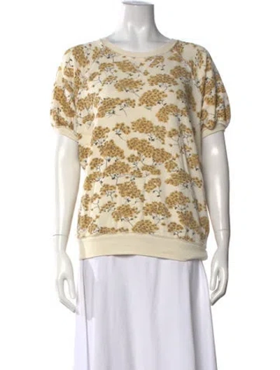Pre-owned The Great Floral Print Crew Neck Sweatshirt In Neutrals/yellow