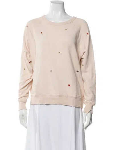 Pre-owned The Great Floral Print Crew Neck Sweatshirt In Pink