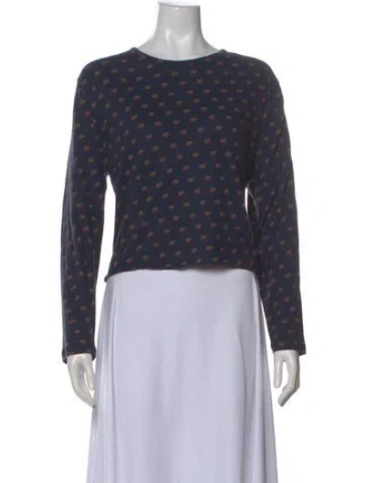 Pre-owned The Great Floral Print Crew Neck Top In Blue