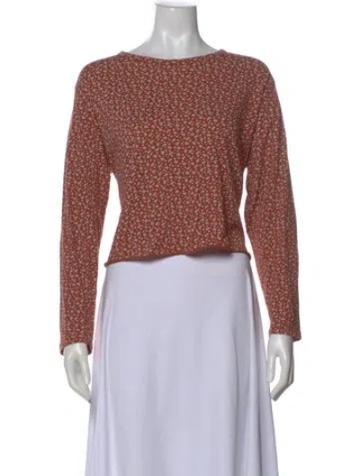 Pre-owned The Great Floral Print Crew Neck Top In Brown