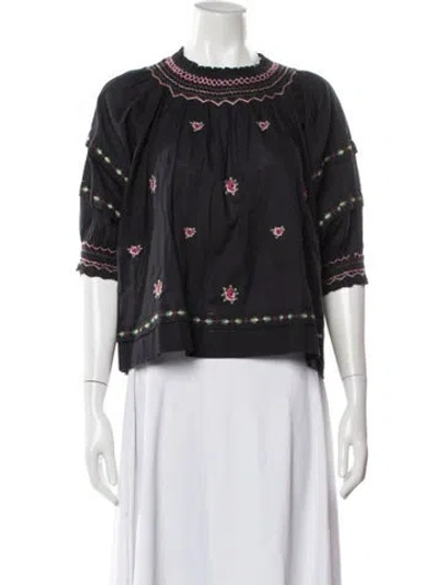 Pre-owned The Great Floral Print Crew Neck Top In Gray