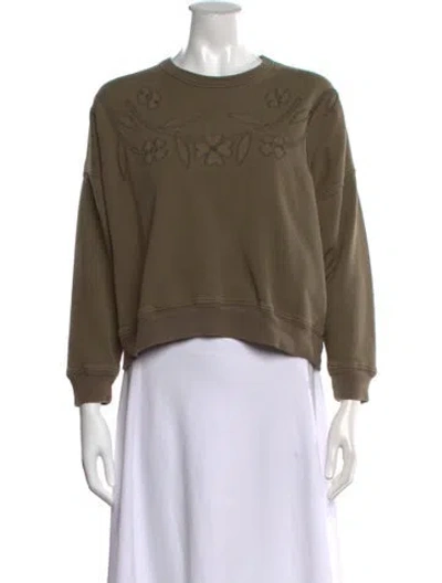 Pre-owned The Great Floral Print Crew Neck Top In Green