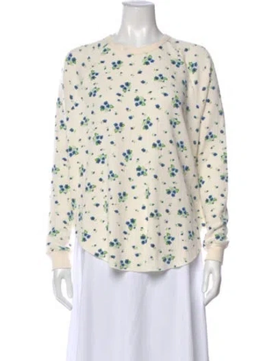 Pre-owned The Great Floral Print Crew Neck Top In Neutral