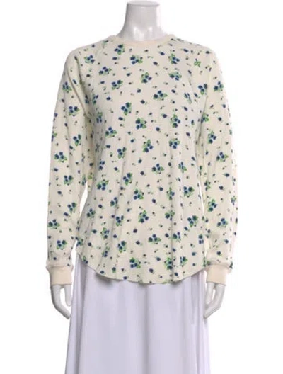 Pre-owned The Great Floral Print Crew Neck Top In Neutral