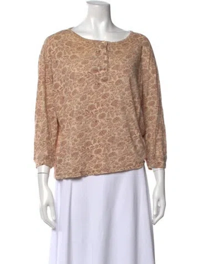Pre-owned The Great Floral Print Crew Neck Top In Neutral