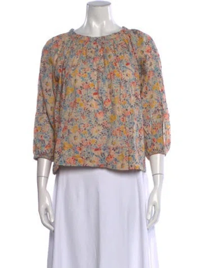 Pre-owned The Great Floral Print Crew Neck Top In Neutrals