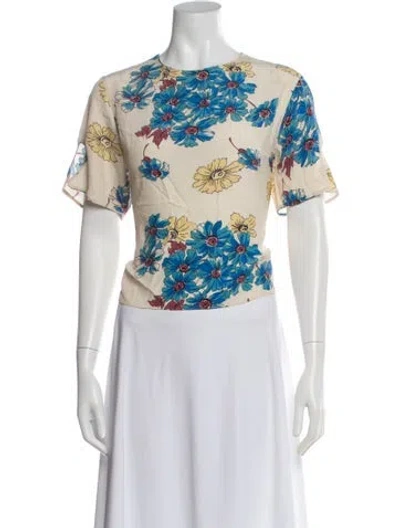 Pre-owned The Great Floral Print Crew Neck Top W/ Tags In Blue