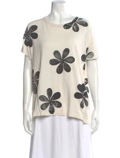 Pre-owned The Great Floral Print Crew Neck T-shirt In Black