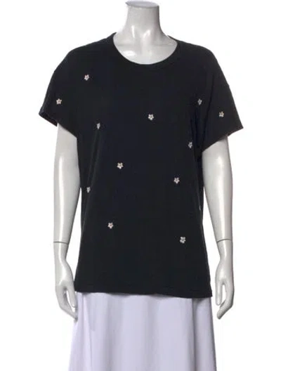Pre-owned The Great Floral Print Crew Neck T-shirt In Black
