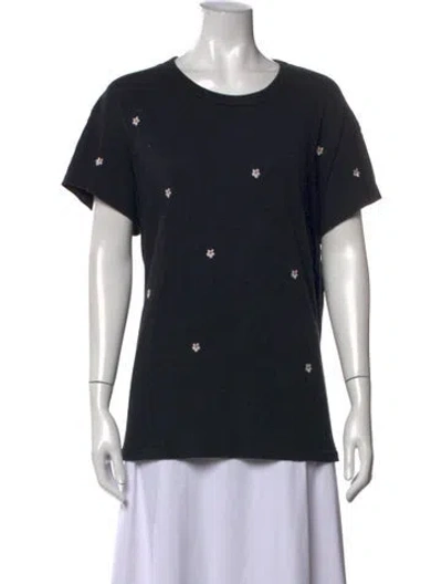 Pre-owned The Great Floral Print Crew Neck T-shirt In Black