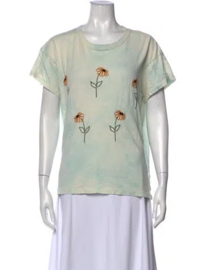 Pre-owned The Great Floral Print Crew Neck T-shirt In Green