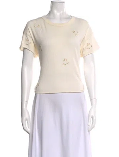 Pre-owned The Great Floral Print Crew Neck T-shirt In Neutral