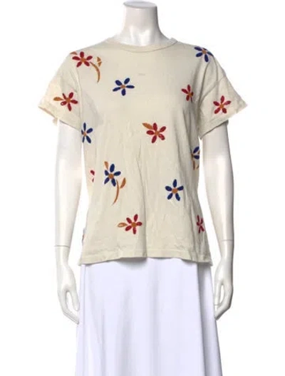 Pre-owned The Great Floral Print Crew Neck T-shirt In Neutral