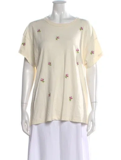 Pre-owned The Great Floral Print Crew Neck T-shirt In Neutral