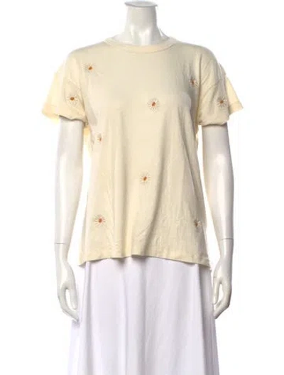 Pre-owned The Great Floral Print Crew Neck T-shirt In Neutral