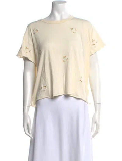 Pre-owned The Great Floral Print Crew Neck T-shirt In Neutral