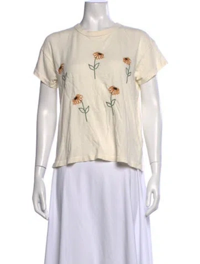 Pre-owned The Great Floral Print Crew Neck T-shirt In Neutrals