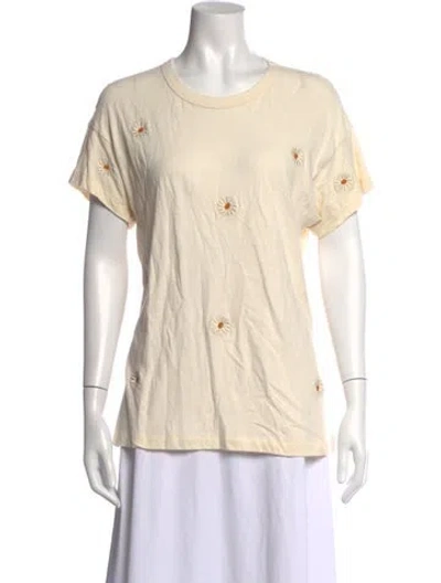 Pre-owned The Great Floral Print Crew Neck T-shirt In Neutrals