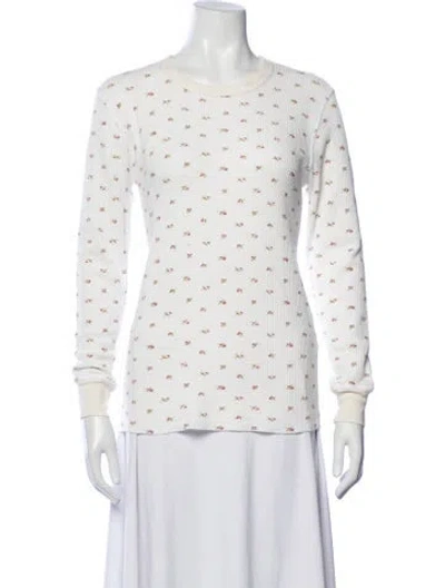 Pre-owned The Great Floral Print Crew Neck T-shirt In Neutrals