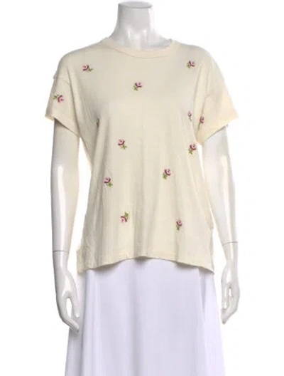 Pre-owned The Great Floral Print Crew Neck T-shirt W/ Tags In Neutral