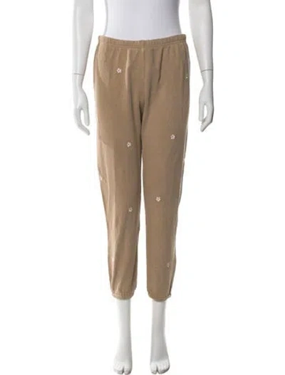 Pre-owned The Great Floral Print Embroidered Accent Sweatpants In Brown
