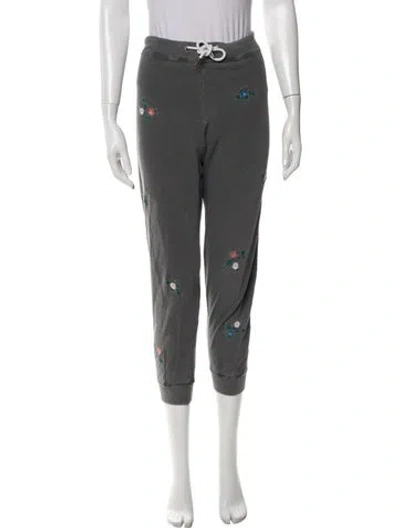 Pre-owned The Great Floral Print Embroidered Accent Sweatpants In Gray