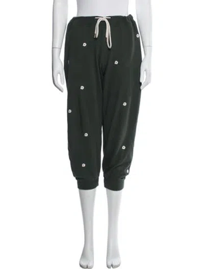 Pre-owned The Great Floral Print Embroidered Accent Sweatpants In Green