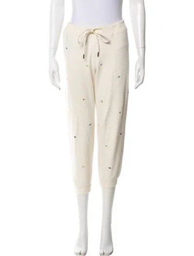 Pre-owned The Great Floral Print Embroidered Accent Sweatpants In Neutral