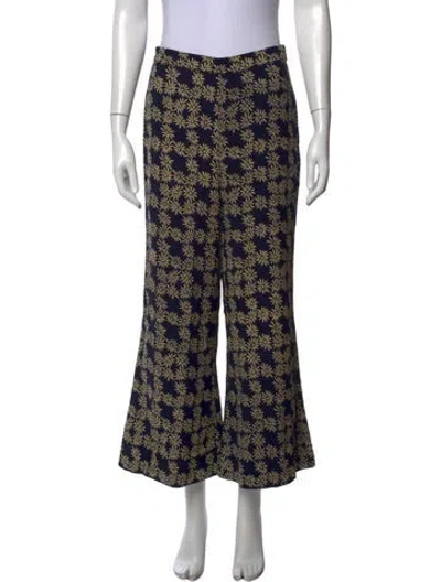 Pre-owned The Great Floral Print Flared Pants In Blue
