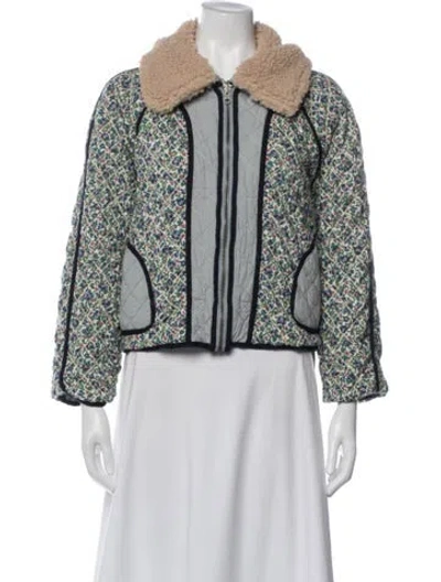 Pre-owned The Great Floral Print Jacket In Blue