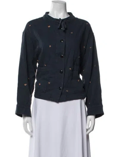 Pre-owned The Great Floral Print Jacket In Blue