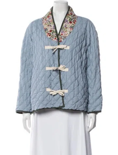 Pre-owned The Great Floral Print Jacket In Blue