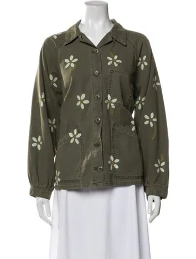 Pre-owned The Great Floral Print Jacket In Green