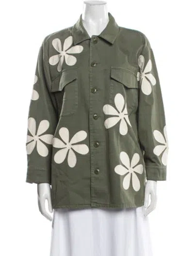 Pre-owned The Great Floral Print Jacket In Green