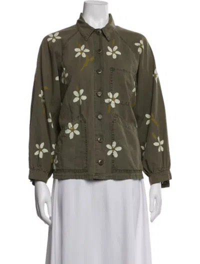 Pre-owned The Great Floral Print Jacket In Green
