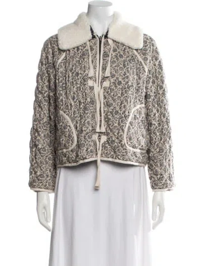 Pre-owned The Great Floral Print Jacket In Neutrals