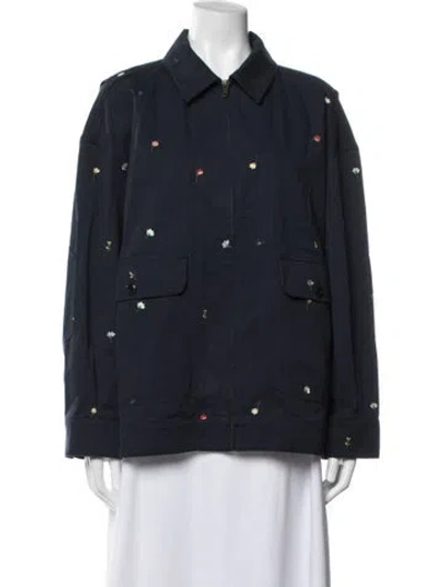 Pre-owned The Great Floral Print Jacket W/ Tags In Blue