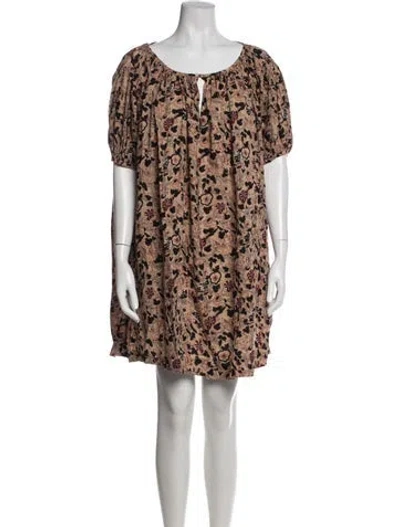 Pre-owned The Great Floral Print Keyhole Accent Nightgown In Brown