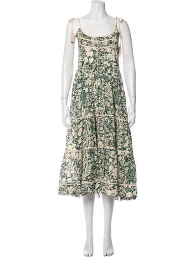 Pre-owned The Great Floral Print Knee-length Dress In Neutral