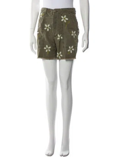 Pre-owned The Great Floral Print Knee-length Shorts In Green