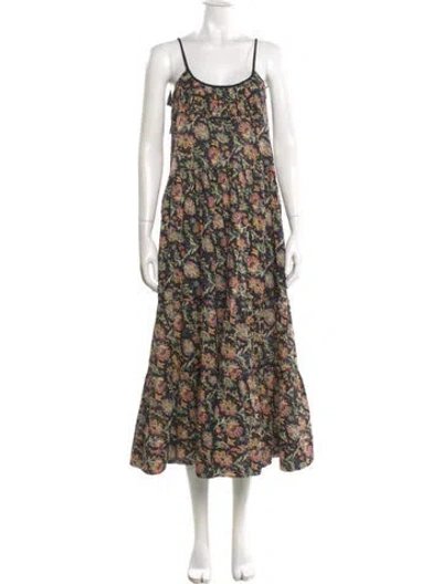 Pre-owned The Great Floral Print Long Dress In Black