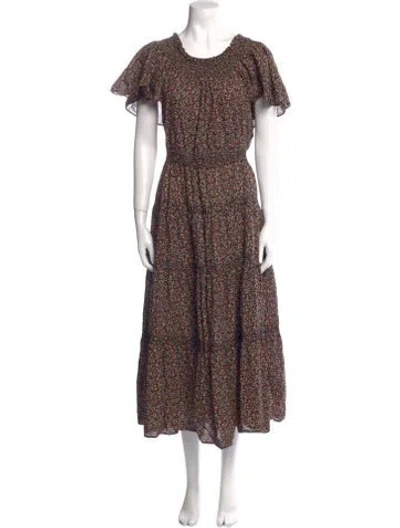 Pre-owned The Great Floral Print Long Dress In Black