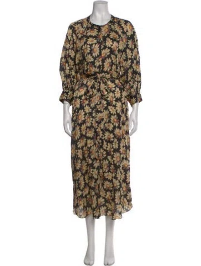 Pre-owned The Great Floral Print Long Dress In Black