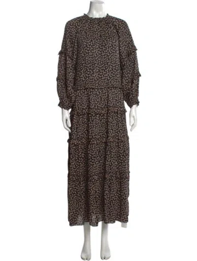 Pre-owned The Great Floral Print Long Dress In Black