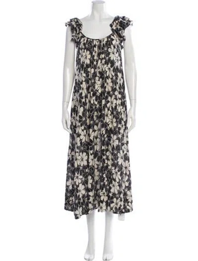 Pre-owned The Great Floral Print Long Dress In Black