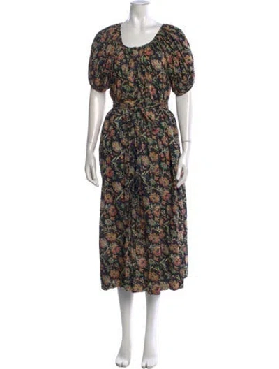 Pre-owned The Great Floral Print Long Dress In Black